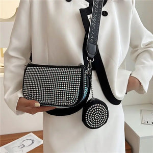 Black & Silver Studded Crossbody Sling