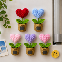 Load image into Gallery viewer, Heart Flower Crochet Magnet
