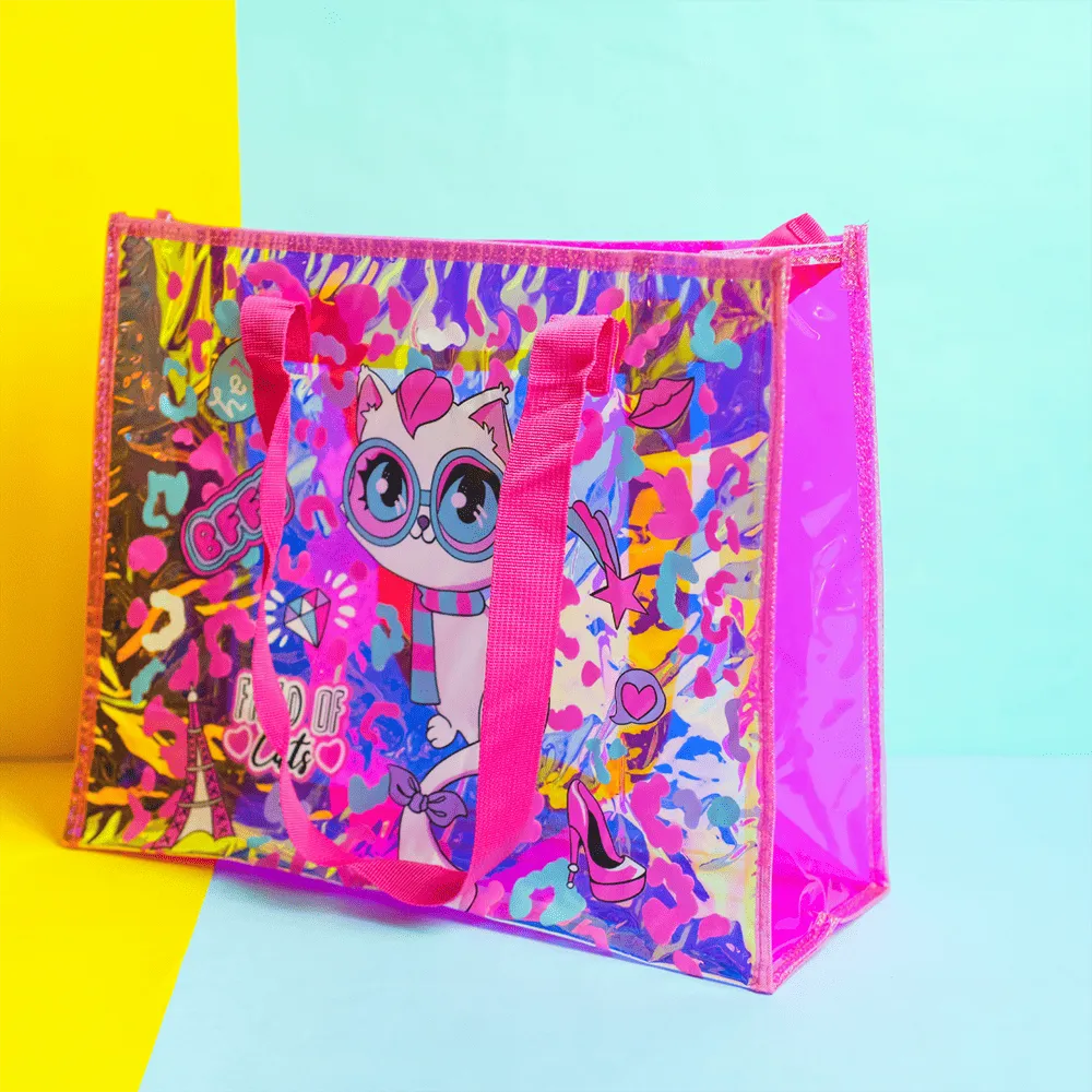 Vest Cat Holographic Tote Bag
