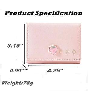 Strawberry 3 Fold Vegan Leather Wallet