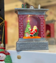 Load image into Gallery viewer, Mini Santa in Fireplace (Light &amp; Glitter)
