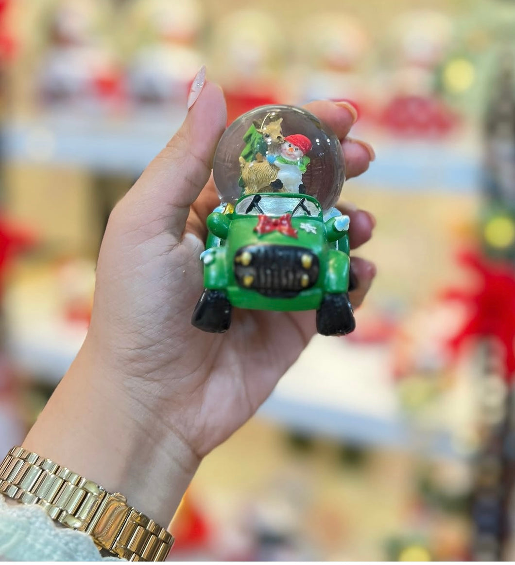 Christmas Santa Car Snow Globe