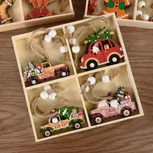 Load image into Gallery viewer, Santa Car Wooden Xmas Tree Hanging
