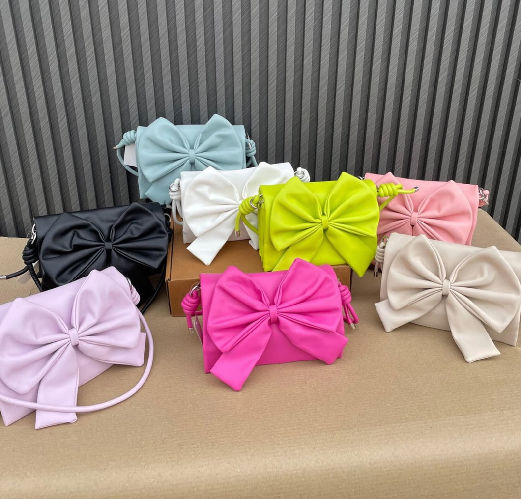 Tripple Bow Faux Leather Sling Bag