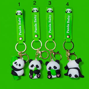 Bamboo Panda Silicone Keychain