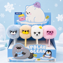 Load image into Gallery viewer, Polar Bear Pom Pom Black Gel Pen
