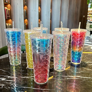 Mermaid Scale Sipper Glass
