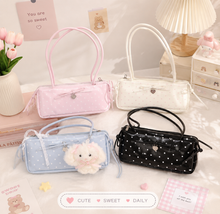 Load image into Gallery viewer, Polka Ribbon Chic Shoulder Bag with Hanging Charms
