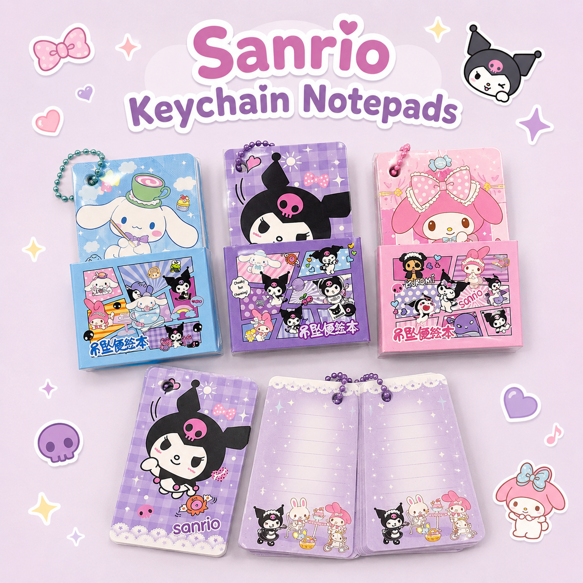 Sanrio Keychain Notepad – Chains & Charms