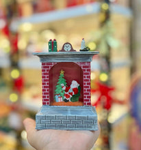 Load image into Gallery viewer, Mini Santa in Fireplace (Light &amp; Glitter)
