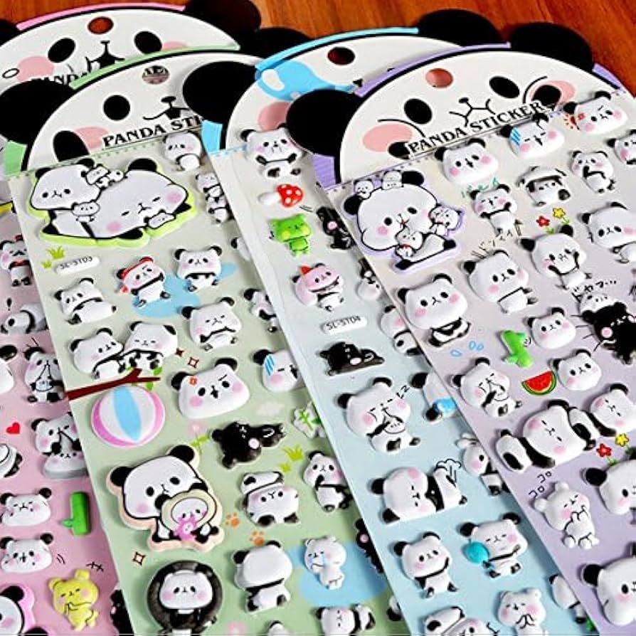 Mini Panda Puffed Stickers