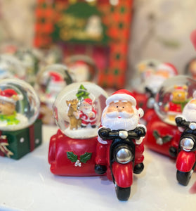 Santa on Scooty Mini Snow Globe