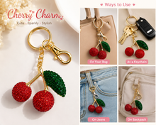 Load image into Gallery viewer, Cherry Studded Metal Keychain
