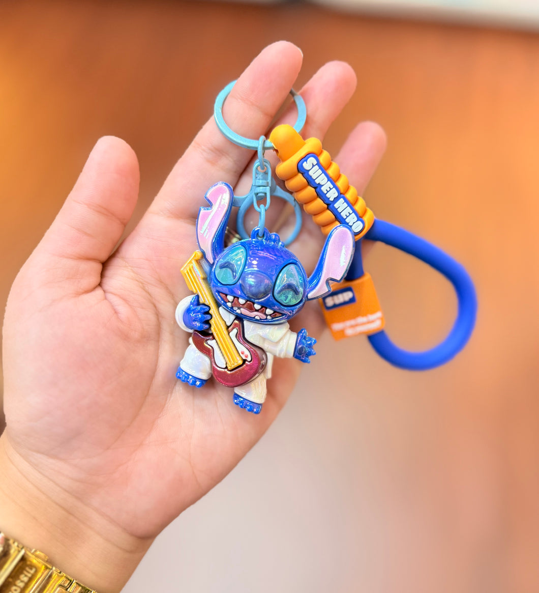 Stitch with Guitar Premium Keychain / Bag Charm