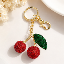 Load image into Gallery viewer, Cherry Studded Metal Keychain
