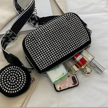 Load image into Gallery viewer, Black &amp; Silver Studded Crossbody Sling
