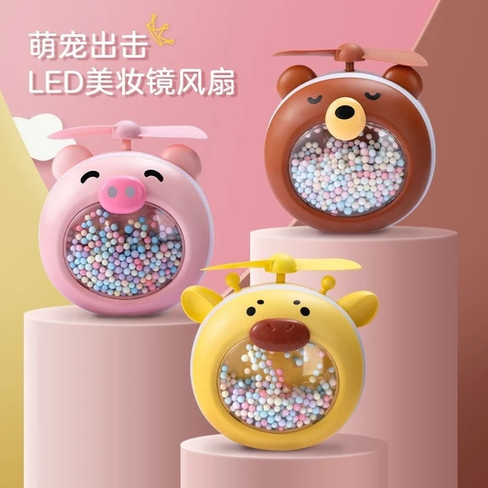 USB Animal Pocket Fan With Led Mirror