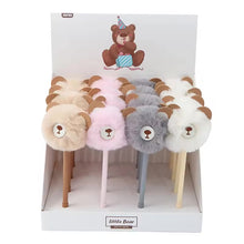 Load image into Gallery viewer, Teddy Pom Pom Black Gel Pen
