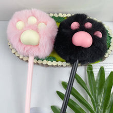 Load image into Gallery viewer, Cat Paw Pom Pom Black Gel Pen
