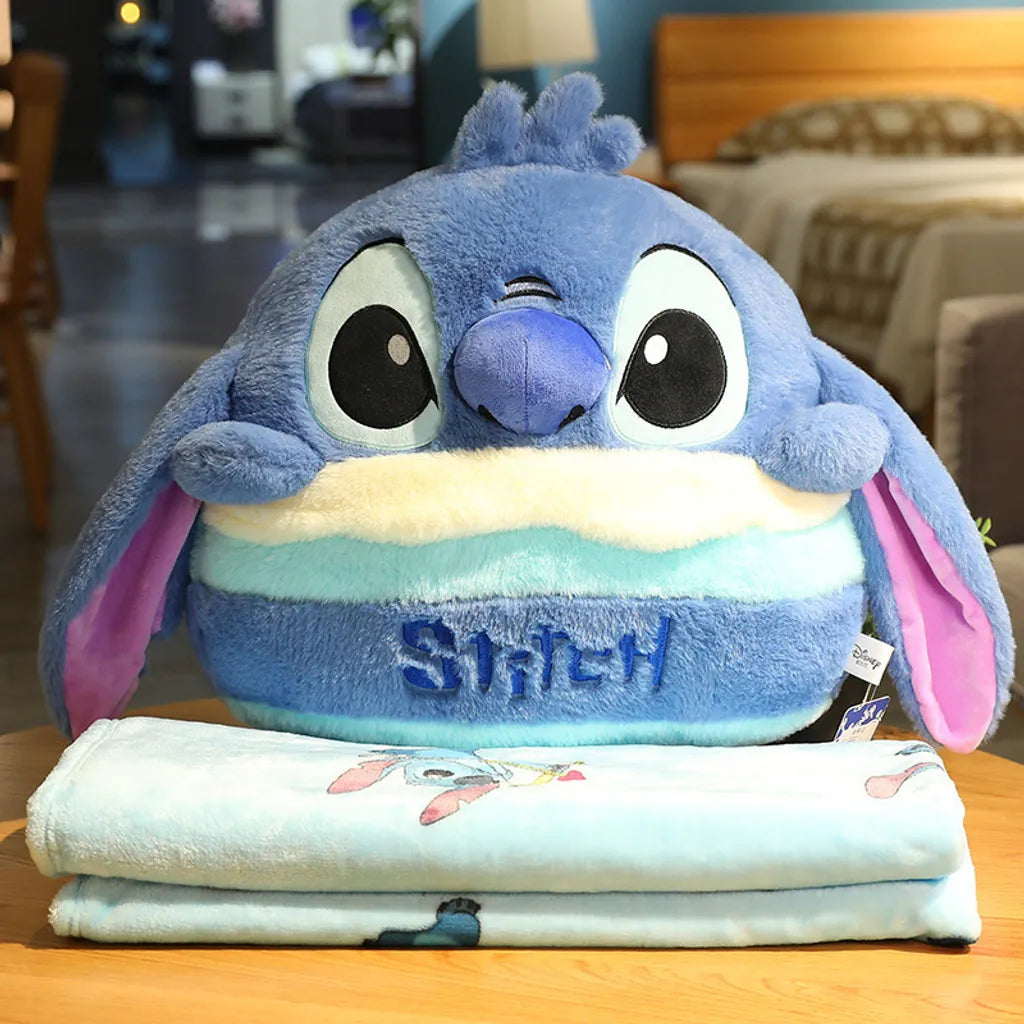 Stitch Plush Pillow with Micro Fiber Blanket