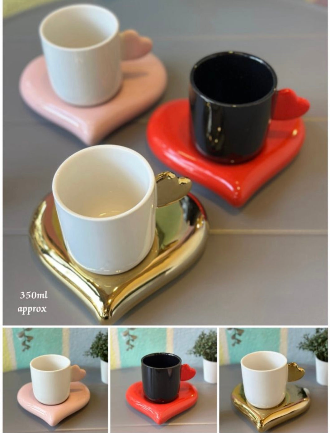 Ceramic Heart Saucer with Coffee Cup