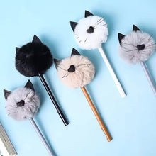 Load image into Gallery viewer, Cat Pom Pom Black Gel Pen

