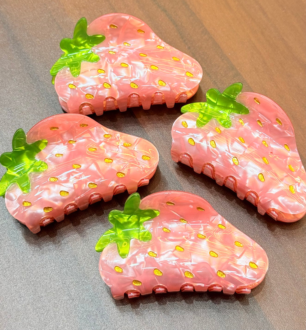 Pink Strawberry Claw Clip