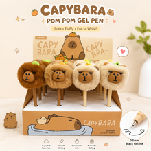 Load image into Gallery viewer, Capybara Pom Pom Black Gel Pen
