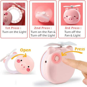 USB Animal Pocket Fan With Led Mirror