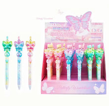Load image into Gallery viewer, Crystal Butterfly Blue Gel Pen
