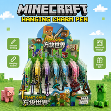 Load image into Gallery viewer, Minecraft Hanging Metal Charm Black Gel Pen
