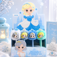 Load image into Gallery viewer, Princess Frozen Pom Pom Black Gel Pen
