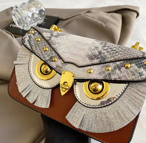 Faux Leather Owl Sling Bag