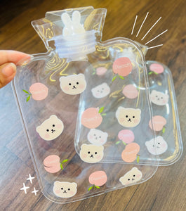 Peach Teddy Transparent Hot Water Bag