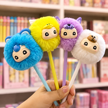Load image into Gallery viewer, Fuzzy Onesie Party Pom Pom Black Gel Pen
