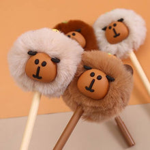 Load image into Gallery viewer, Capybara Pom Pom Black Gel Pen
