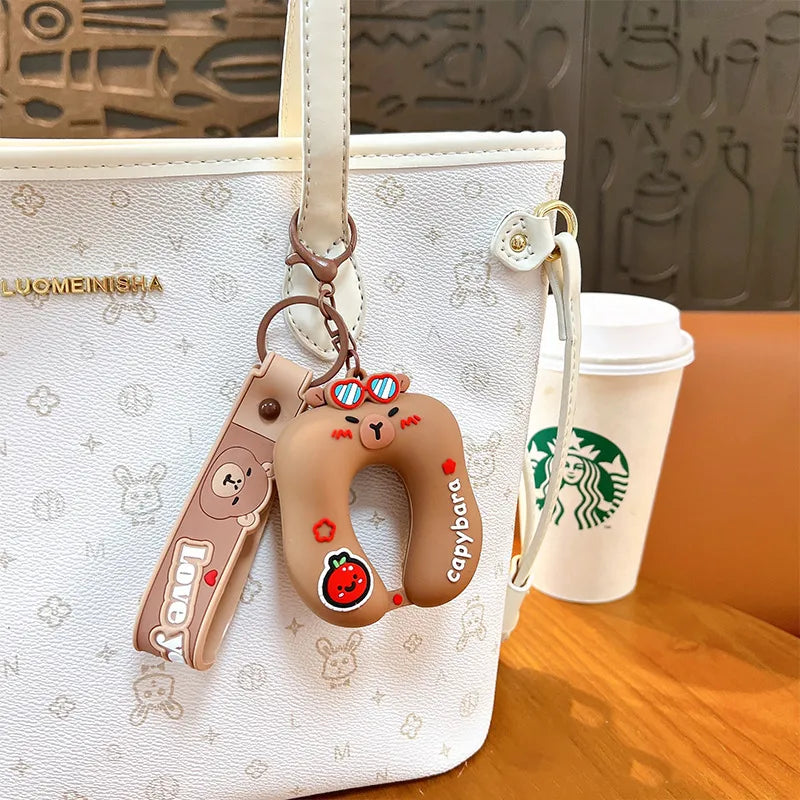 Capybara Neck Pillow Keychain / Bag Charm