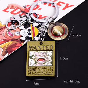 Wanted Luffy Metal Keychain
