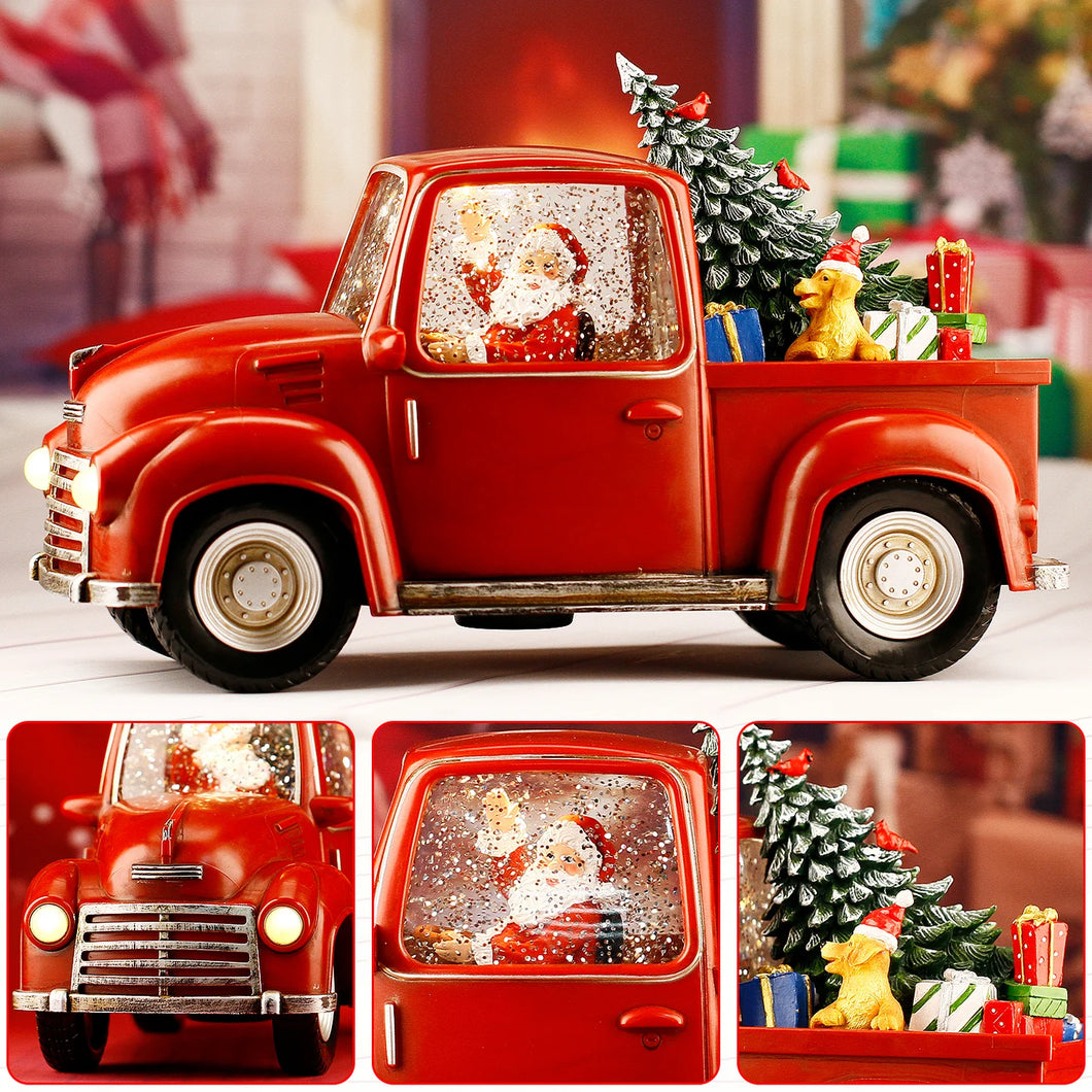 Santa Red Vintage Truck (Light & Music)