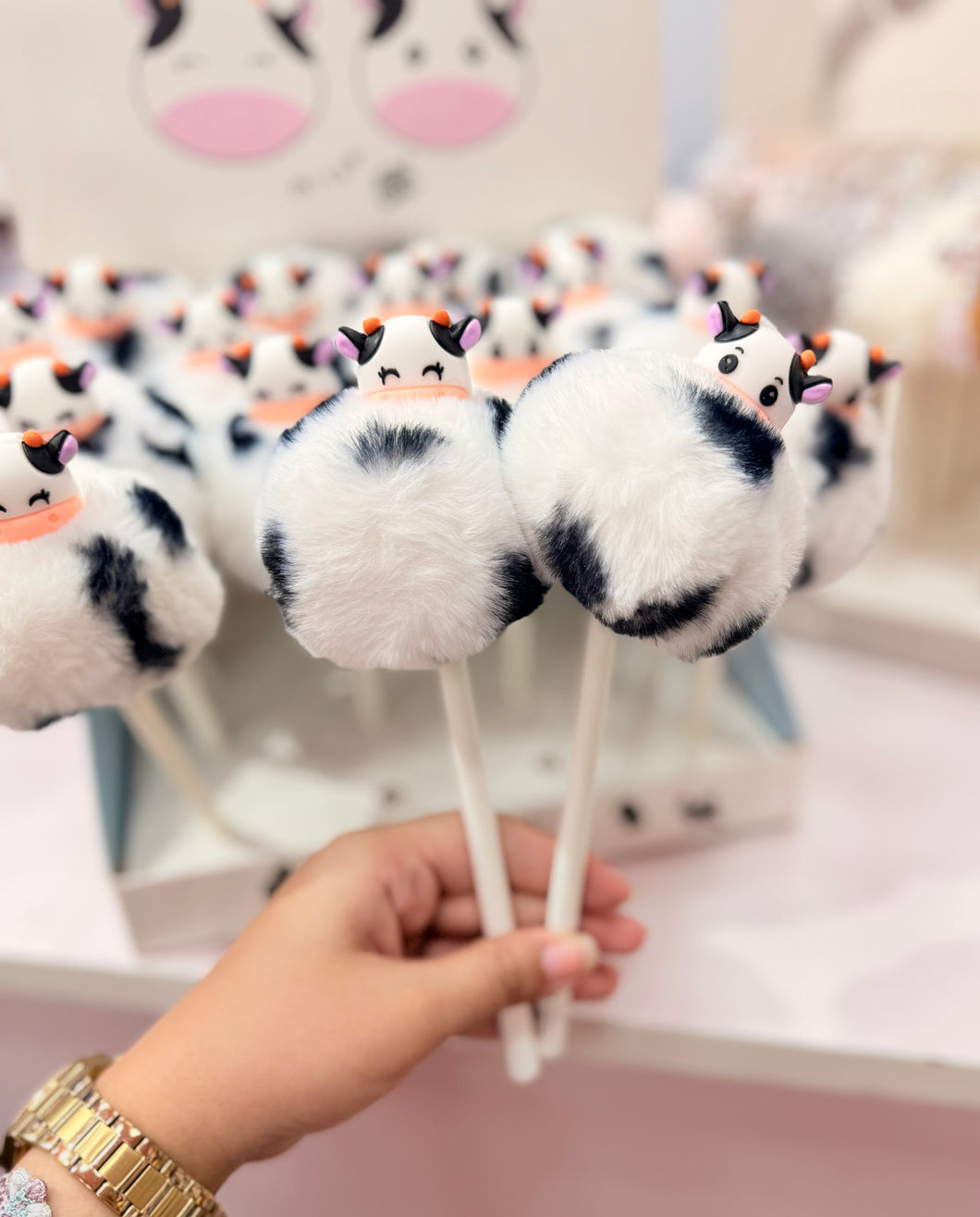 Cow Pom Pom Pen