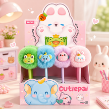 Load image into Gallery viewer, Kawaii Animal Pom Pom Black Gel Pen
