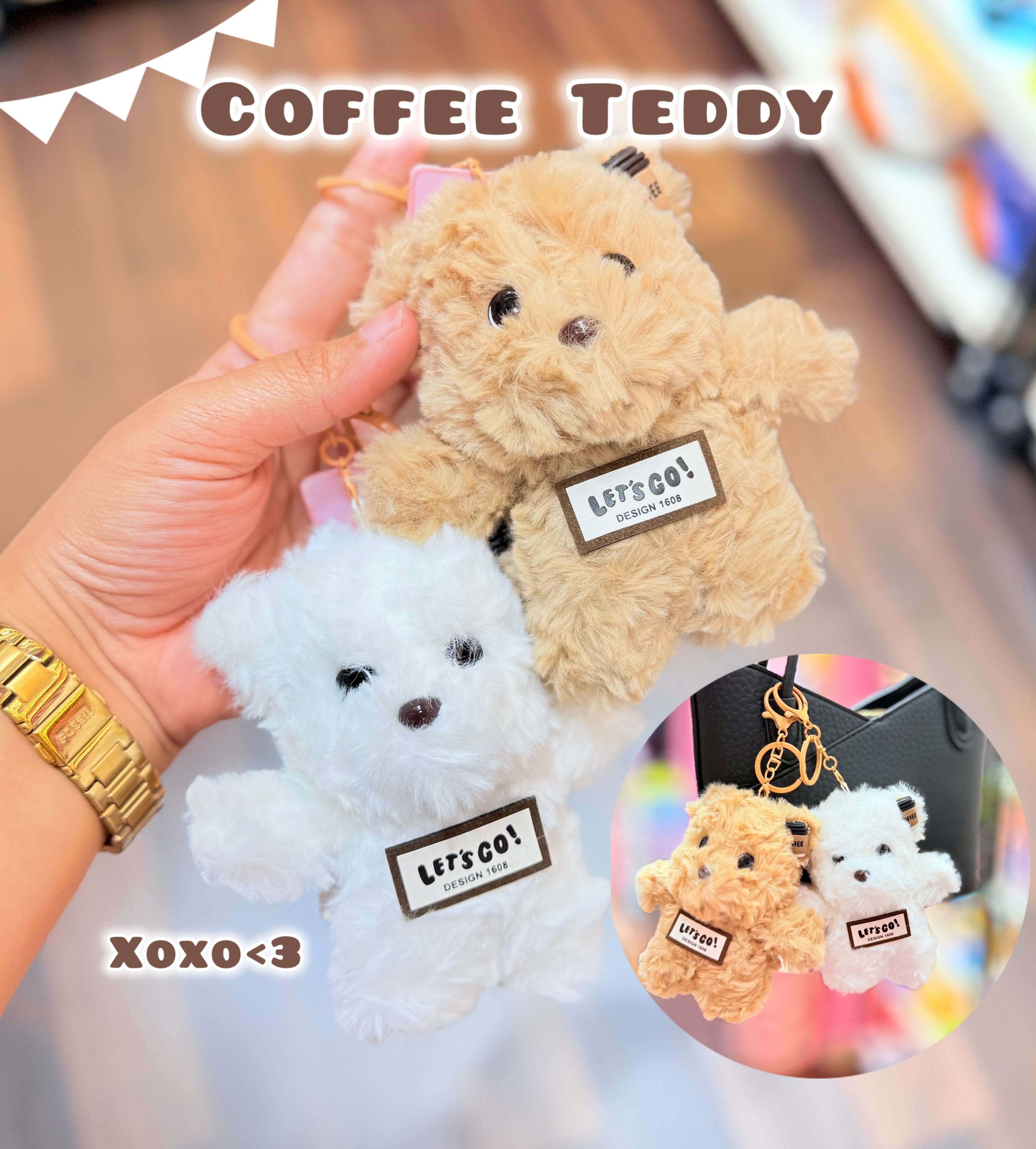 その他 RANGEAS Jr. x NO COFFEE Plush Toy Charm Furry Coffee Teddy Plush Bag Charm – Chains & Charms