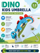 Load image into Gallery viewer, Blue Dino 3D Kids Umbrella
