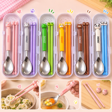 Load image into Gallery viewer, Kawaii Cartoon Spoon &amp; Chopsticks Set
