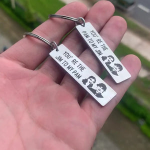 Office Couple Metal Keychain
