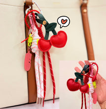 Load image into Gallery viewer, Cherry Leather Bag Charm
