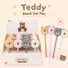 Load image into Gallery viewer, Teddy Pom Pom Black Gel Pen
