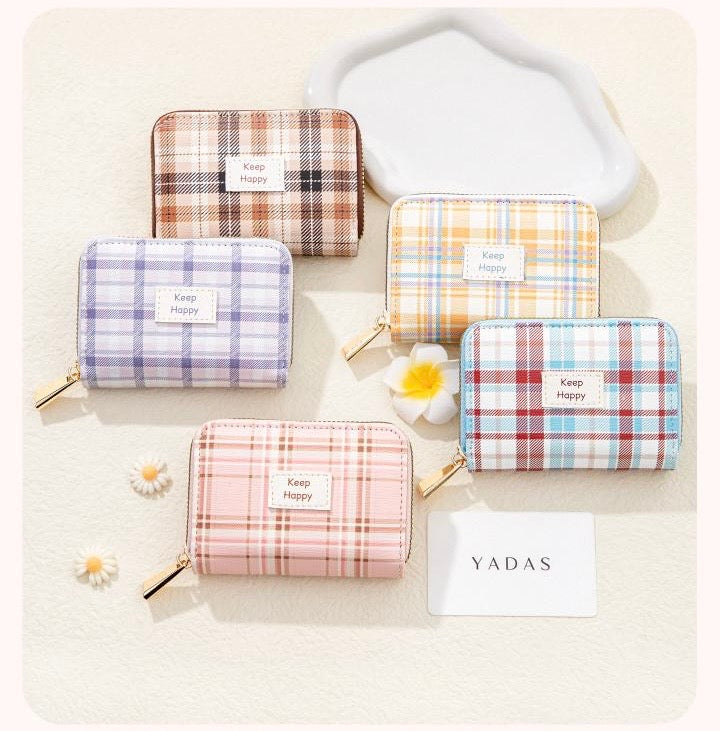 Pastel Checks Cash Wallet