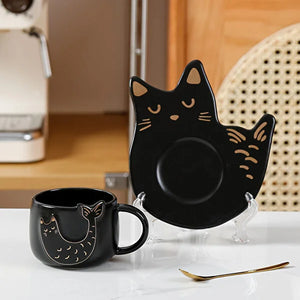 Cat Fish Coffee Cup with Plate