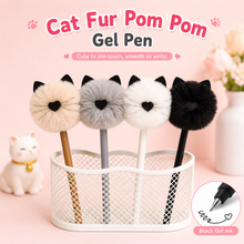 Load image into Gallery viewer, Cat Pom Pom Black Gel Pen
